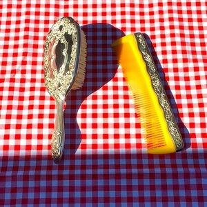Antique Silver Plate Comb and Brush